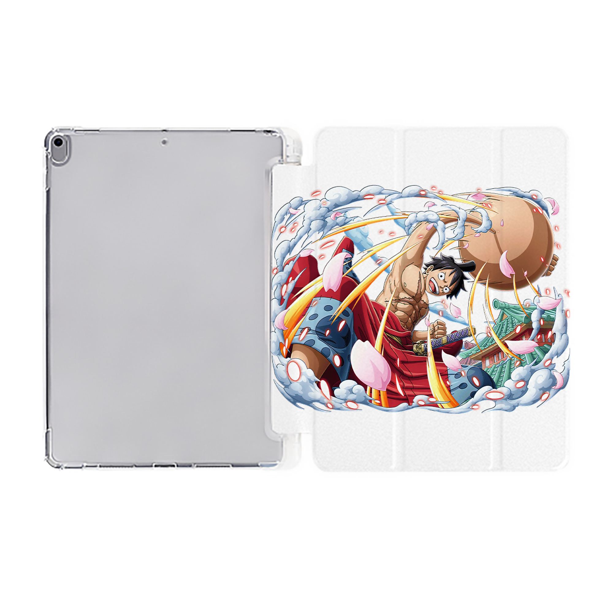 （画像用） ワンピース モンキー・D・ルフィ ONE PIECE Monkey D. Luffy IPad ケース ペン収納付き 三つ折りスタンド PUレザー×シリコン 対応機種9.5/10.5/10.9インチ